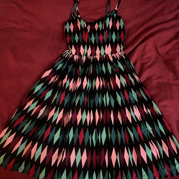 Pinup Couture Dresses & Skirts - Pinup Couture Harlequin Midi Dress in Pink, Red, and Green